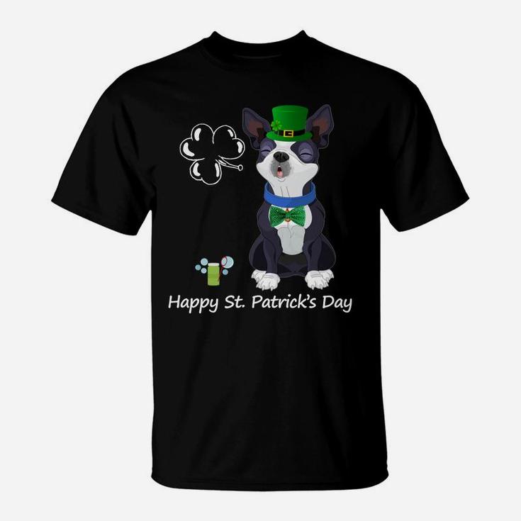 Funny St Patrick Boston Terrier For Dogs Lovers Owner T-Shirt