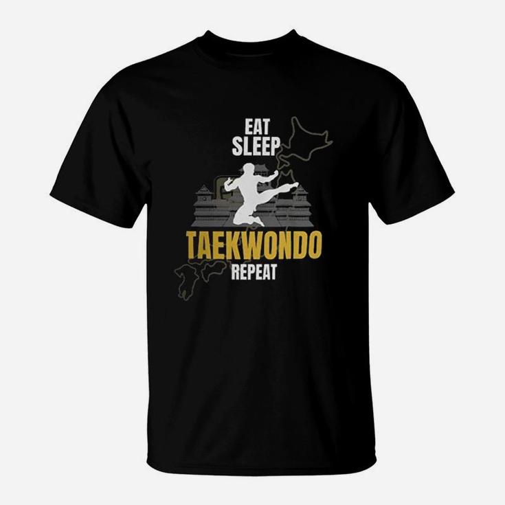 Funny Taekwondo Athlete Gift Ideas Eat Sleep Taekwondo Repeat T-Shirt