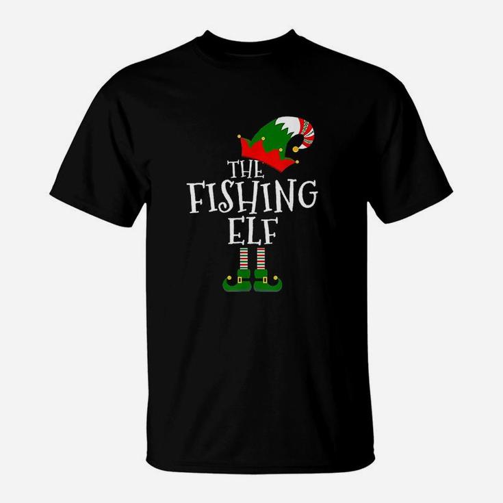 Funny The Fishing Elf Matching Family Group Gift Christmas T-Shirt