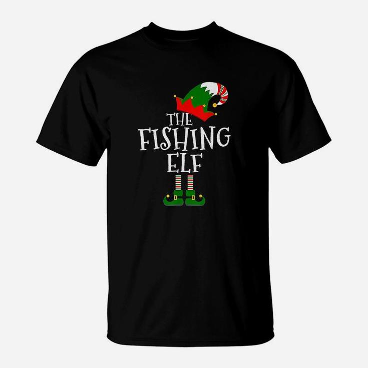 Funny The Fishing Elf Matching Family Group Gift Christmas T-Shirt