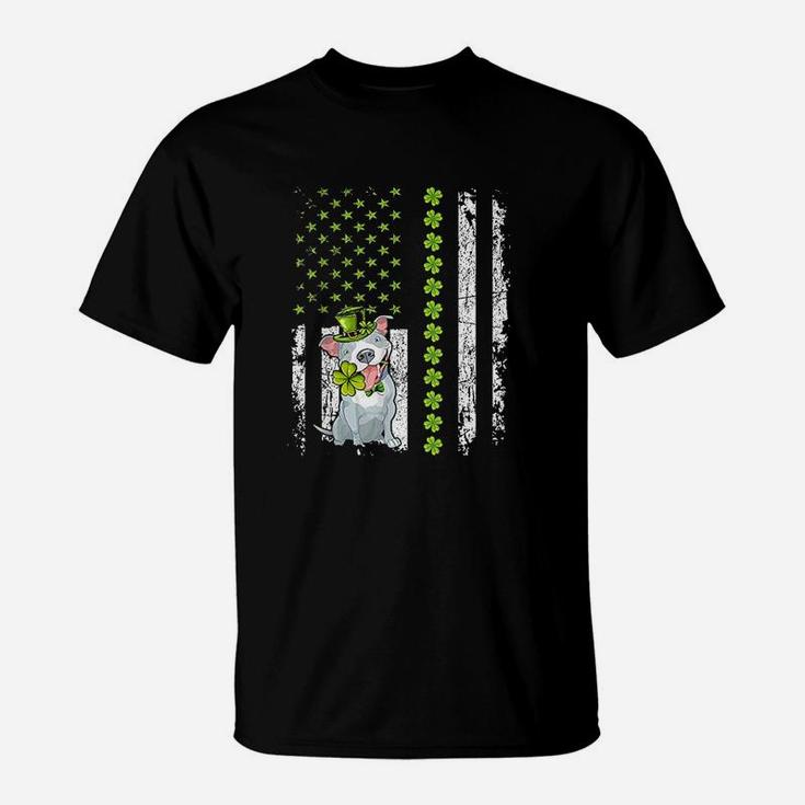 Funny Vintage Pitbull St Patricks Day Shamrock Gift T-Shirt