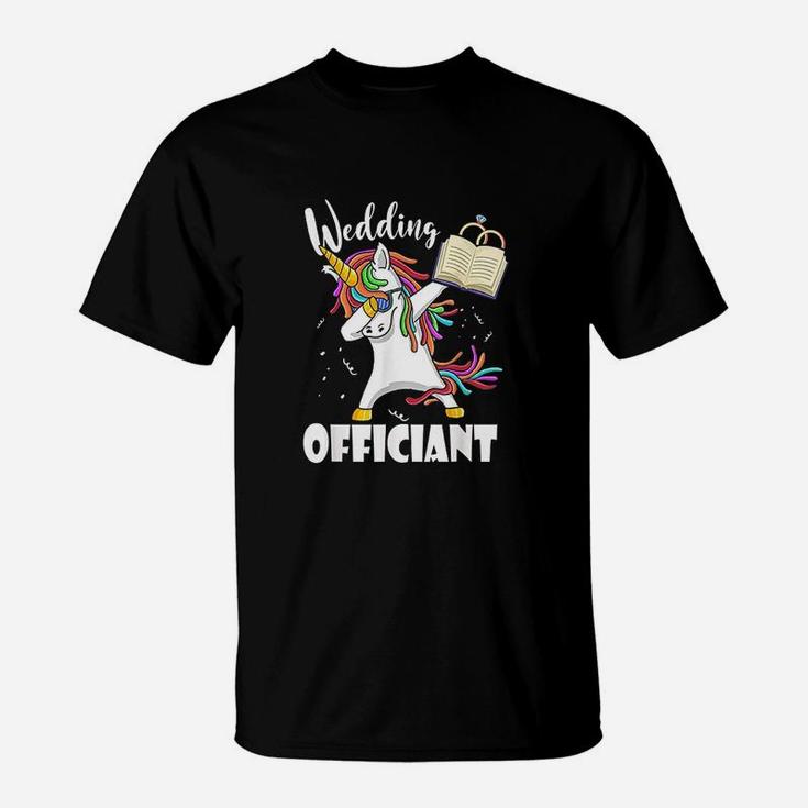 Funny Wedding Officiant Cute Dabbing Unicorn Pastor Wedding T-Shirt