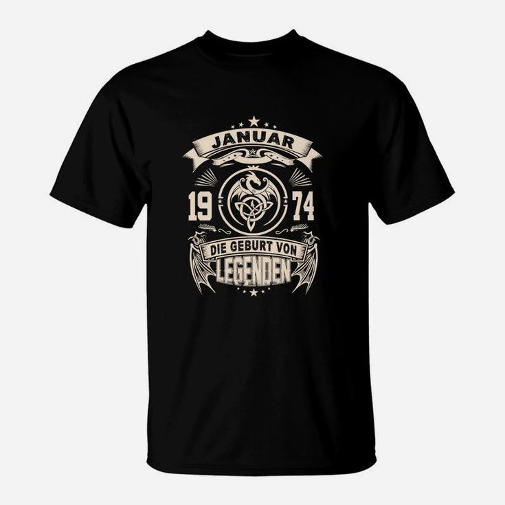 Geburt von Legenden Januar 1974 Retro-Shirt, Vintage Design Tee