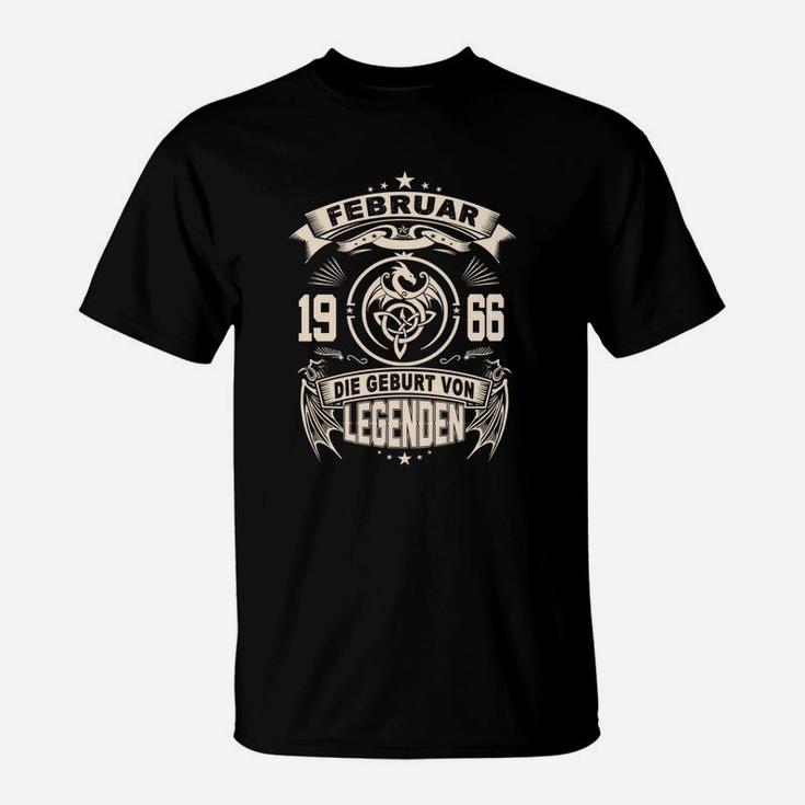 Geburtstags-T-Shirt Februar 1966, Legenden Geburt Design