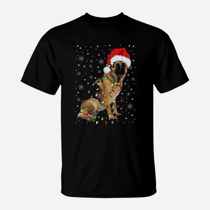 German Shepherd Christmas Santa Hat Funny Christmas Dog Love T-Shirt