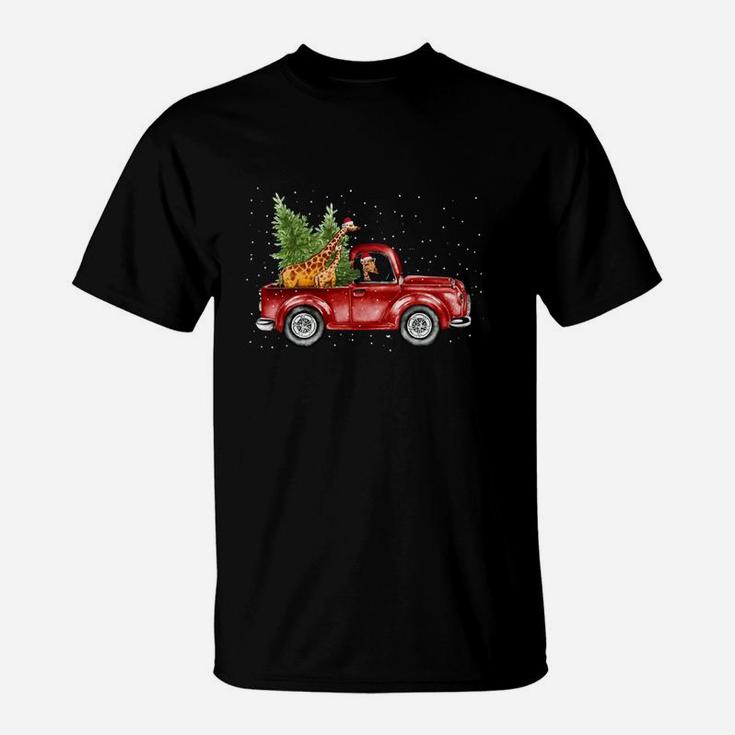 Giraffe Christmas Car Christmas Tree T-Shirt
