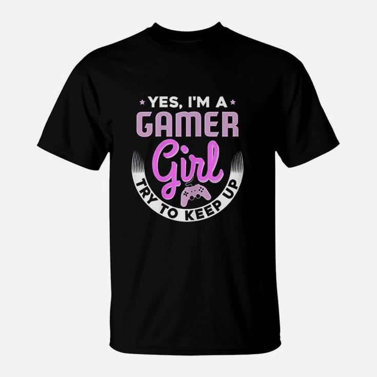 Girl Gamer Gift For Gaming Girls Yes I Am A Gamer T-Shirt