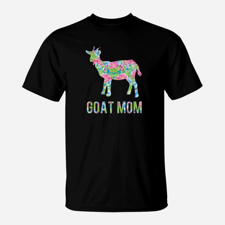 Goat Mom Colorful Flowers I Love Goats T-Shirt