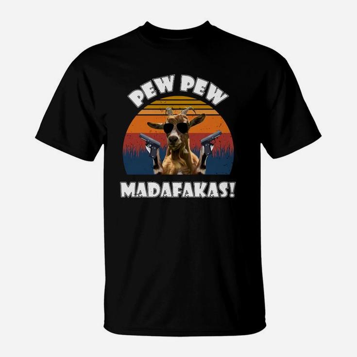 Goat Pew Pew Madafakas Vintage Retro T-Shirt