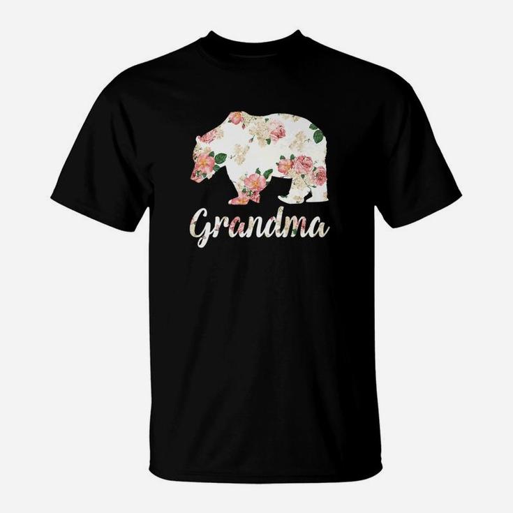 Grandma Bear Floral Family Christmas Matching Gift T-Shirt
