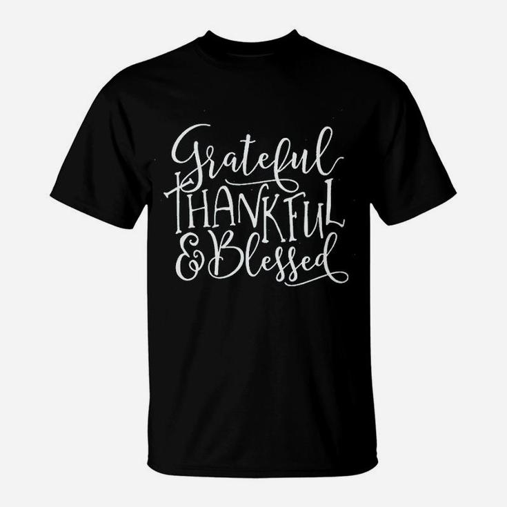 Grateful Thankful Blessed Thanksgiving Funny T-Shirt