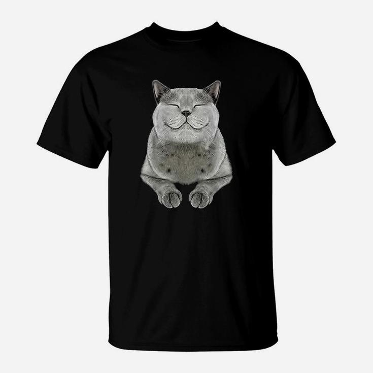 Grey Cat Smile Eager Face T-Shirt