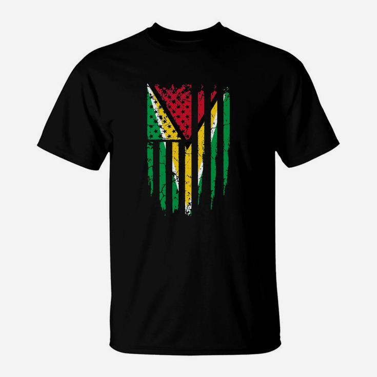 Guyanese American Guyana And America Flag T-Shirt