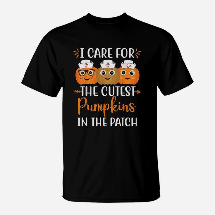 Halloween Nurse I Care For The Cutest Pumpkins In The Patch T-Shirt