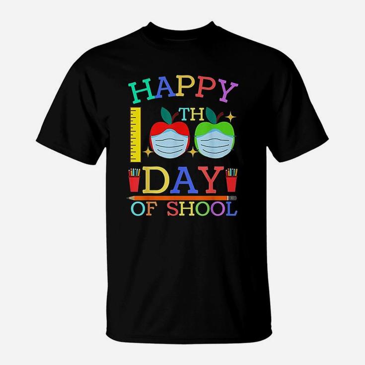 Happy 100th Day Of School Apple Teacher T-Shirt