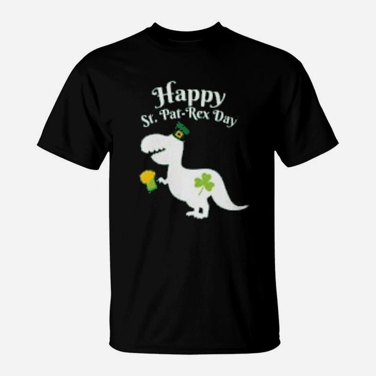 Happy Saint Pat Rex St Patricks Day T Rex Dinosaur Beer T-Shirt