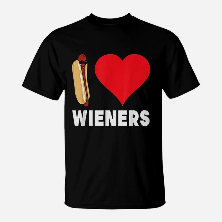 Hot Dog I Love Wieners Heart T-Shirt