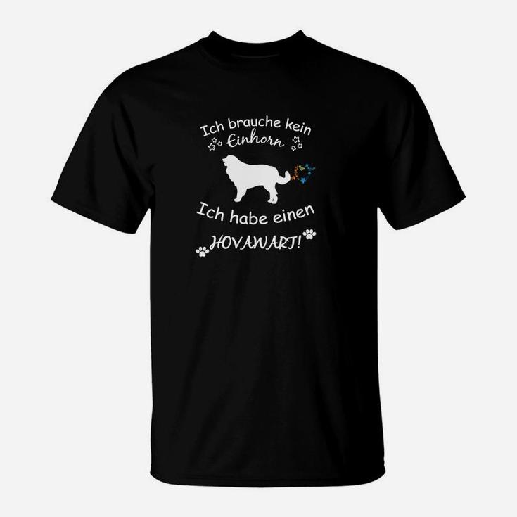 Hovawart T-Shirt Ich brauche kein Einhorn mit Hunde-Silhouette, Schwarz