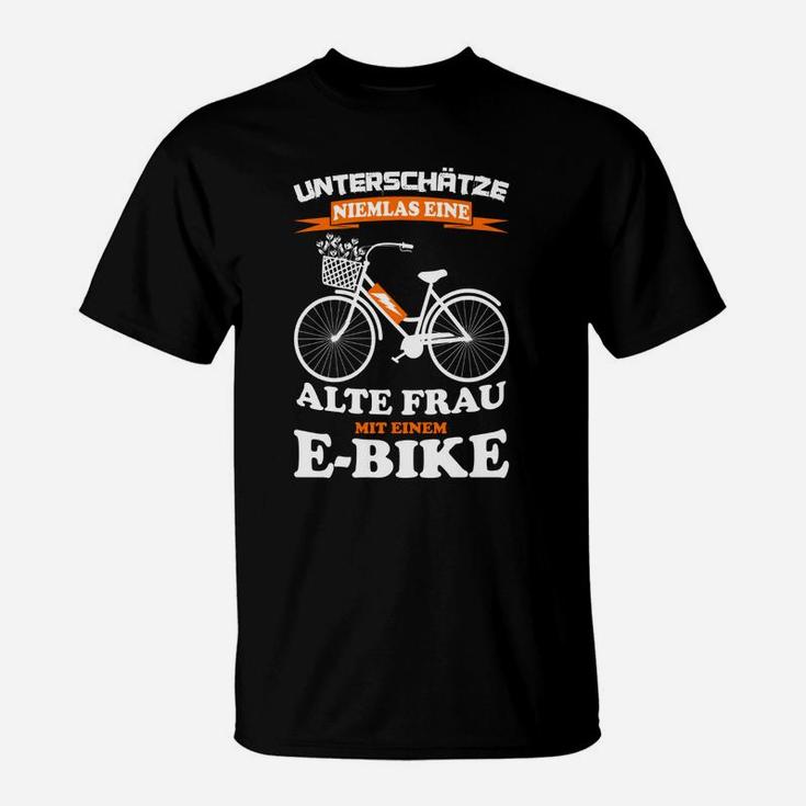 Humorvolles E-Bike Shirt Alte Frau Power, Lustiges Radfahrer T-Shirt