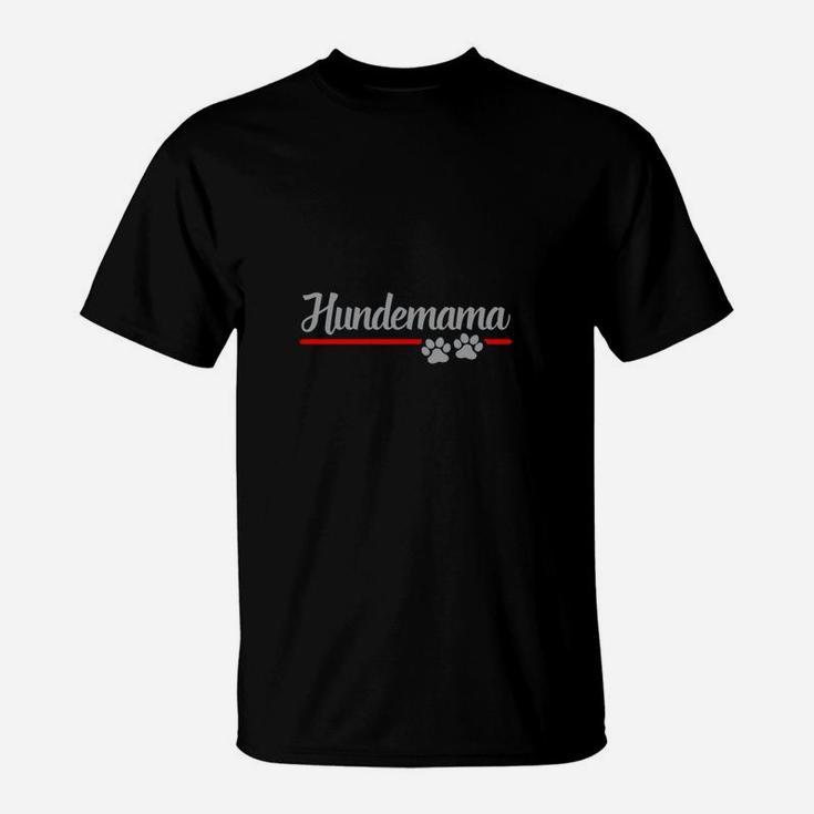 Hundemama T-Shirt mit Pfotenabdruck, Schwarz für Damen