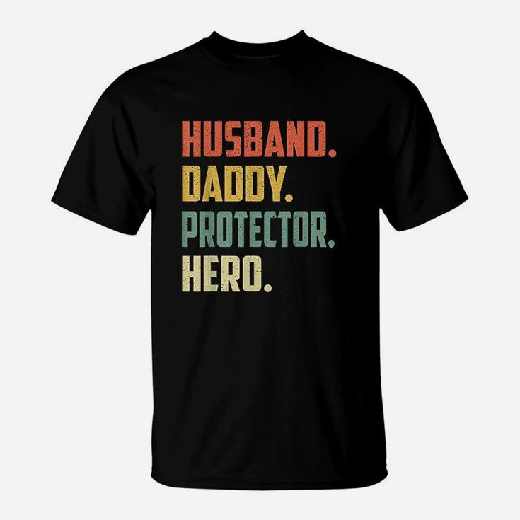 Husband Daddy Protector Hero Vintage Colors T-Shirt