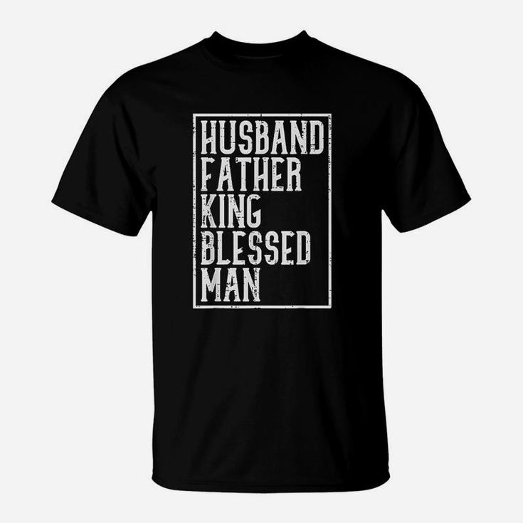 Husband Father King Blessed Man Black Pride Dad Gift T-Shirt
