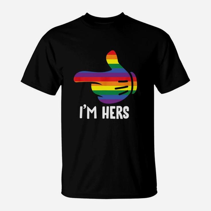 I Am Hers Rainbow Lesbian Couple Funny Lgbt Pride Matching T-Shirt