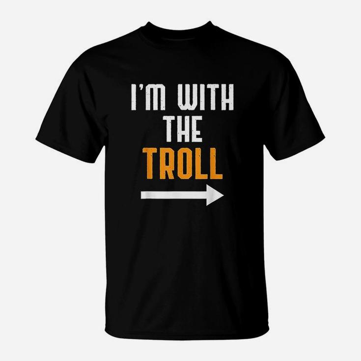 I Am With The Troll Costume Funny Halloween Couple T-Shirt