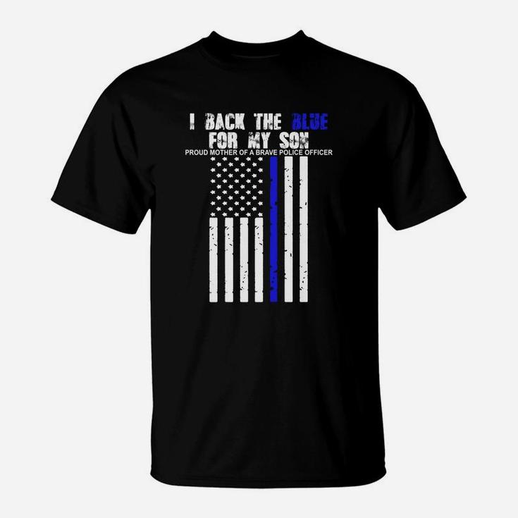 I Back The Blue For My Son Thin Line Mom T-Shirt