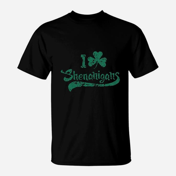 I Clover Shenanigans Funny Irish Clover St Saint Patricks Day T-Shirt