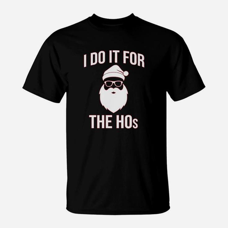 I Do It For The Hos Funny Christmas Hipster Santa T-Shirt