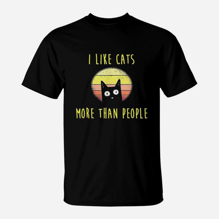 I Like Cats More Than People Cats Cat Mama Gift T-Shirt - Seseable