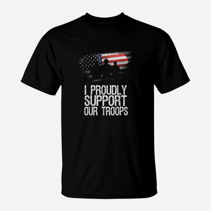 I Proudly Support Our Troops Veteran's Day Vintage Usa Flag T-Shirt