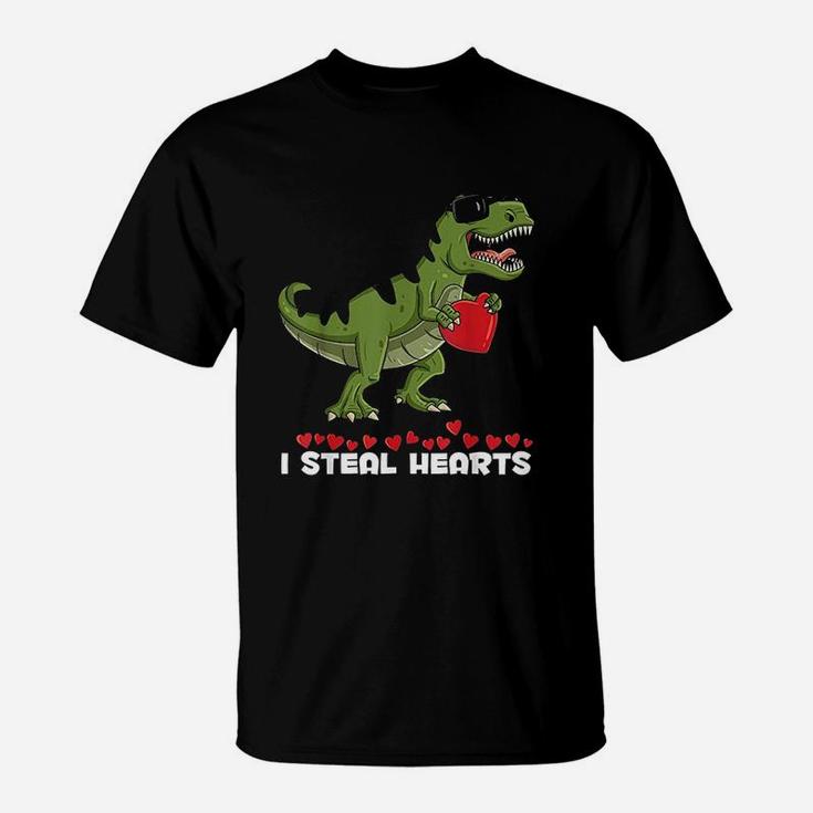 I Steal HeartsRex Valentines Day Funny Boys Girls Kids T-Shirt