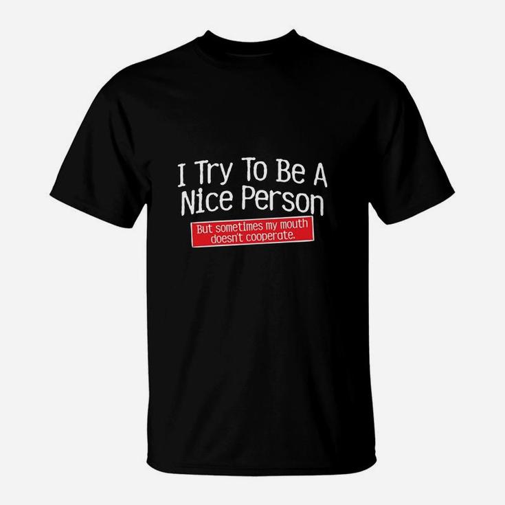 I Try To Be A Nice Person Graphic Novelty Sarcastic Funny T-Shirt