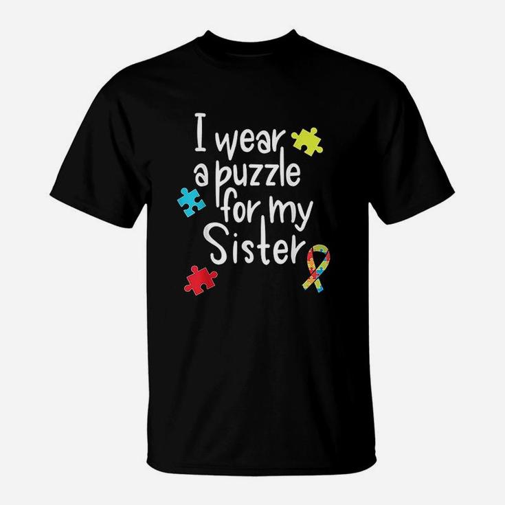 I Wear A Puzzle For My Sister, sister presents T-Shirt