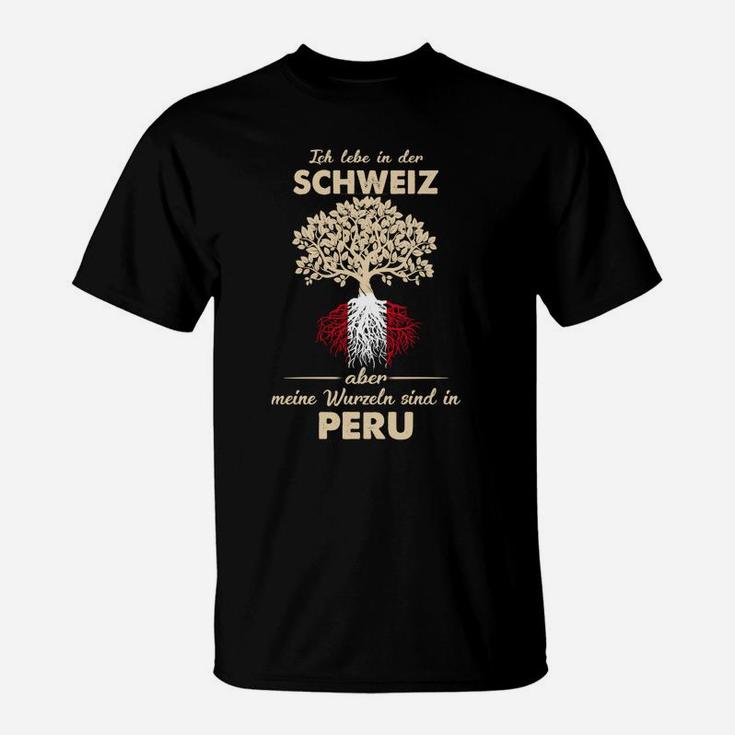 Ich Lebe in der Schweiz mit Peru Wurzeln T-Shirt, Thema Heimatliebe