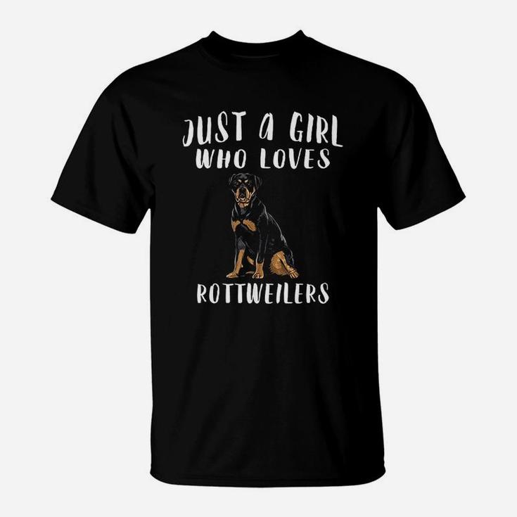 Im Just A Girl Who Loves Rottweilers Dog Lover T-Shirt