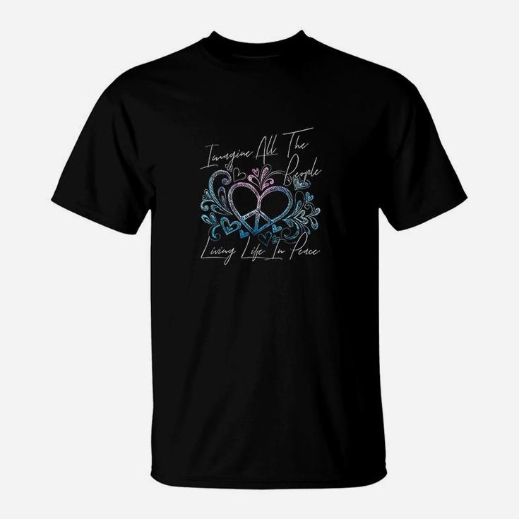 Imagine Hippie People Living Life In Peace And Love T-Shirt