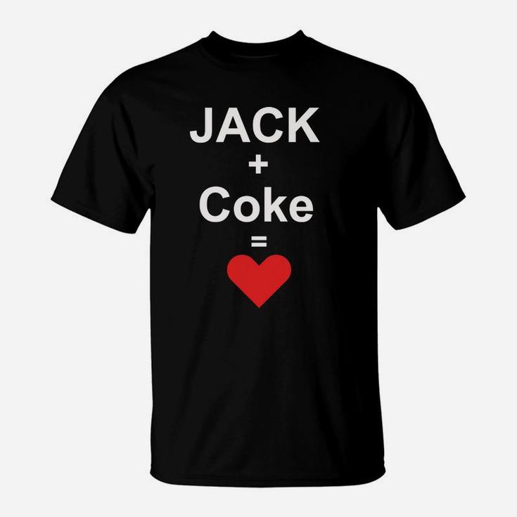 Jack + Coke = Herz Schwarzes T-Shirt, Lustiges Getränke Design