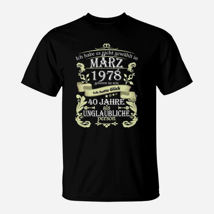 Jubiläums-T-Shirt 40 Jahre Unglaubliche Person mit Personalisierung nach Geburtsmonat