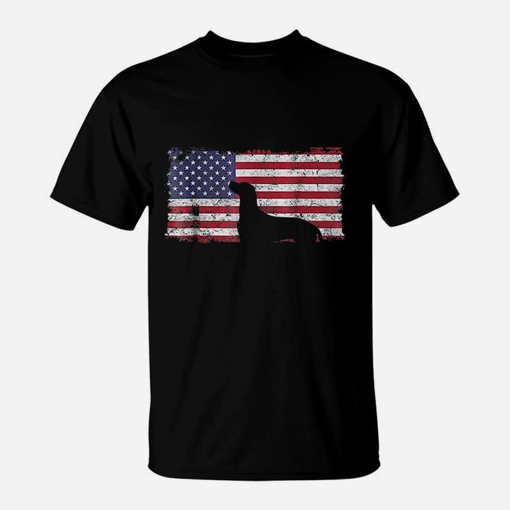 July Vizsla Dog American Flags T-Shirt