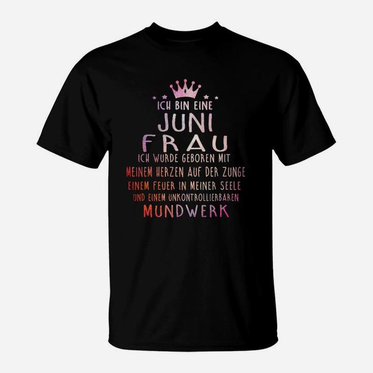 Juni Frau Krone Persönlichkeit Geburtstag T-Shirt