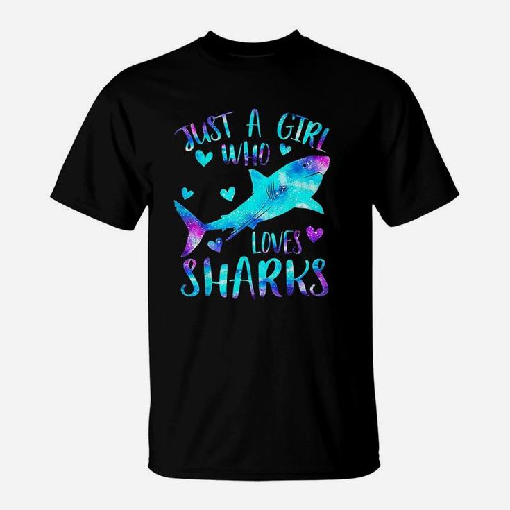 Just A Girl Who Loves Sharks Galaxy Shark Lover Girls Gifts T-Shirt