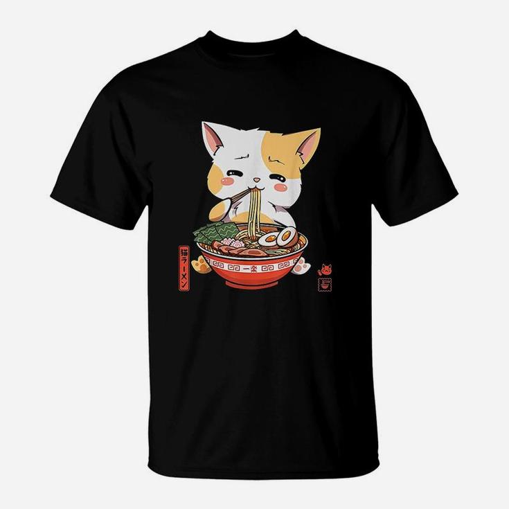 Kawaii Ramen Cute Ramen Cat Japanese Noodle Funny Anime T-Shirt - Seseable