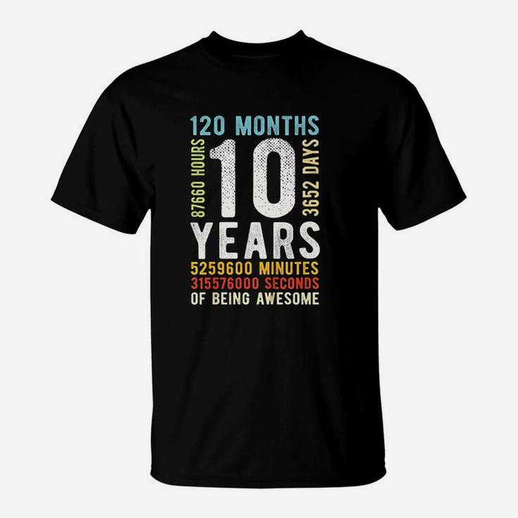 Kids 10th Birthday 10 Years Old Vintage Retro 120 Months T-Shirt