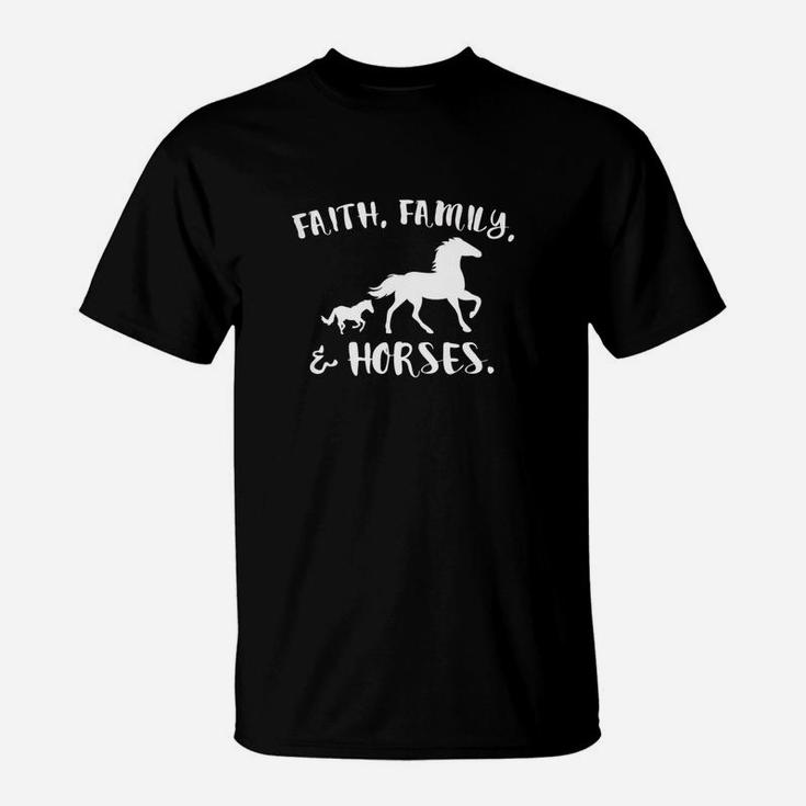 Kids Faith Family And Horses Riding Racing Racetrack Rodeo T-Shirt