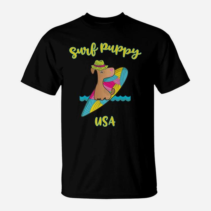 Kids Funny Surf Puppy For Kids Who Love Dogs T-Shirt