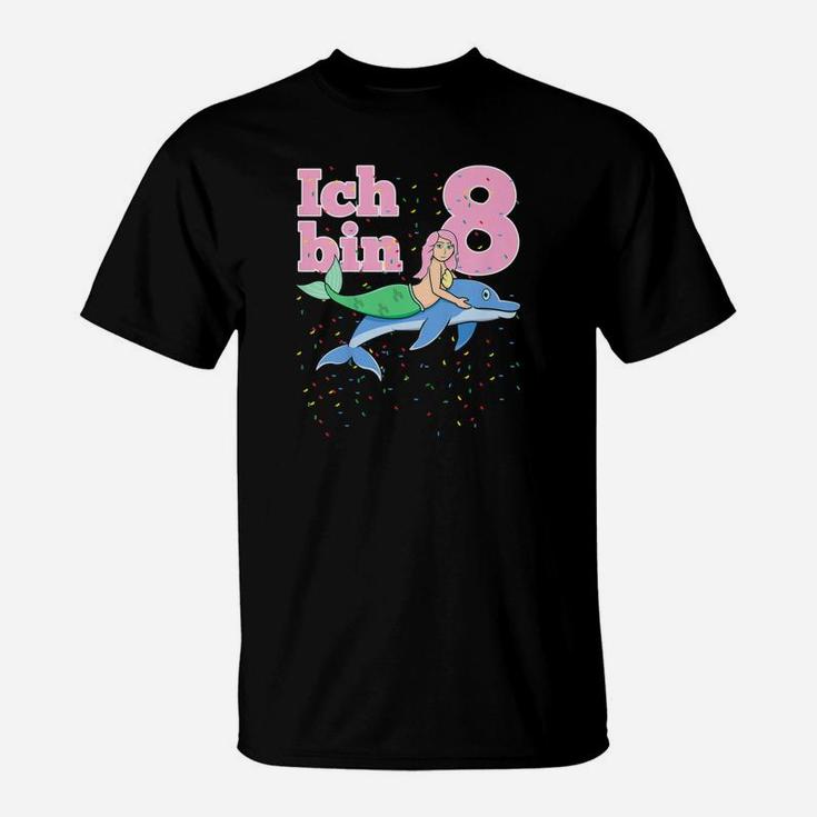 Kinder Achter 8 Geburtstag Meerjungfrau Delfin Ich Bin Acht 8 T-Shirt