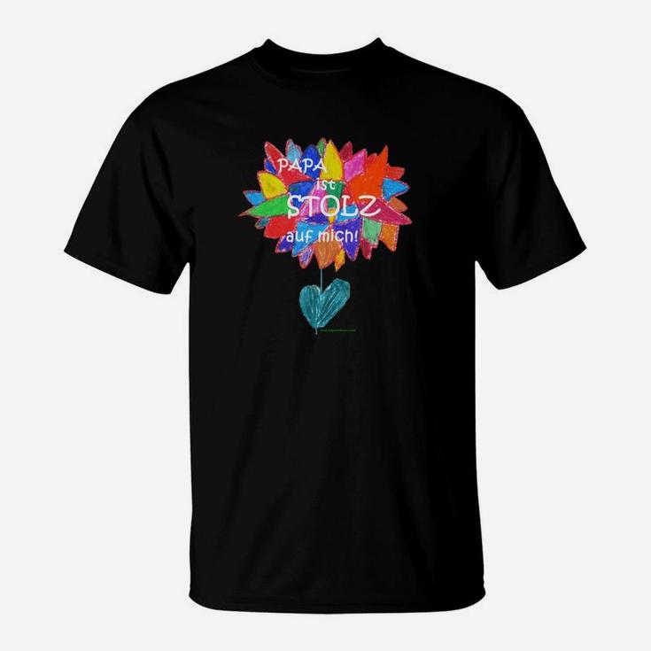 Kinderzeichnung Stolzer Papa T-Shirt, Herz & Blätter Design